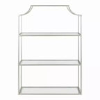 Scaffale da Parete a 4 Ripiani in Vetro con Cornice in Metallo Ondulata, 20" x 30", Argento