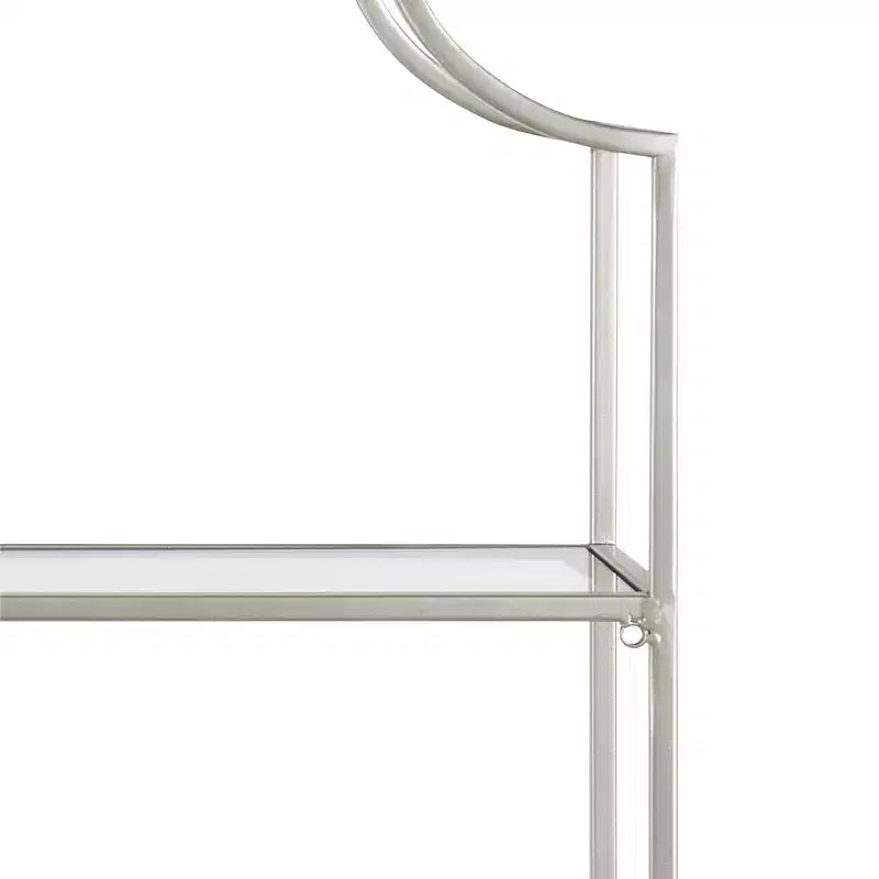 Scaffale da Parete a 4 Ripiani in Vetro con Cornice in Metallo Ondulata, 20" x 30", Argento