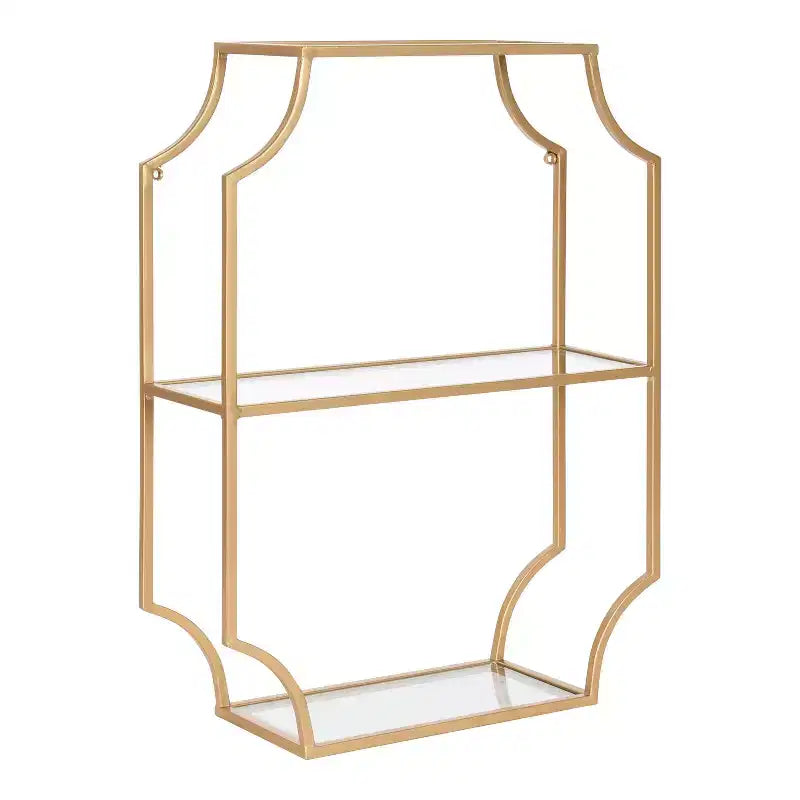 18" x 24" Ciel Metal Wall Shelf Gold - Kate & Laurel All Things Decor: Elegant Storage, 3-Tier Glass Display