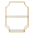 Mensola da parete in metallo a 3 ripiani con ripiani in vetro 18" x 24" – Finitura oro