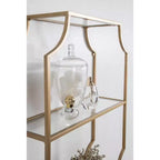 Mensola da parete in metallo a 3 ripiani con ripiani in vetro 18" x 24" – Finitura oro