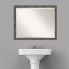 Specchio da Parete Rettangolare Smussato con Cornice in Legno, 30,5" x 24,5"