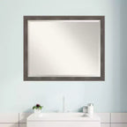 Specchio da Parete Rettangolare Smussato con Cornice in Legno, 30,5" x 24,5"