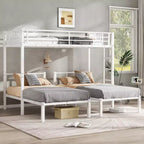 Bellemave Metal Twin Over Twin Over Twin Bunk Beds for 3 Kids, Heavy Duty Triple Bunk Bed with Built-in Desk,White