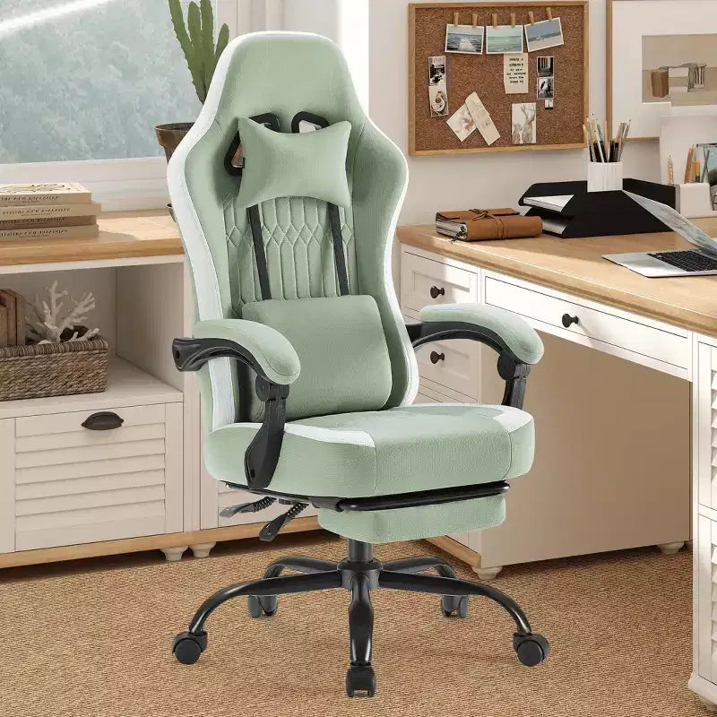 Sedia da gaming ergonomica con supporto lombare, altezza regolabile, ruote a 360°, braccioli e poggiatesta