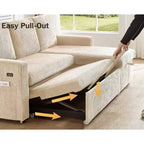 Divano Letto ad Angolo a L da 81" con Letto Estraibile e Chaise Longue Contenitore