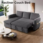 Divano Letto ad Angolo a L da 81" con Letto Estraibile e Chaise Longue Contenitore