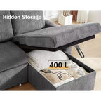 Divano Letto ad Angolo a L da 81" con Letto Estraibile e Chaise Longue Contenitore