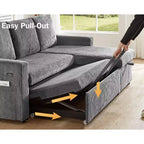 Divano Letto ad Angolo a L da 81" con Letto Estraibile e Chaise Longue Contenitore