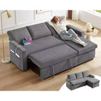 Divano Letto ad Angolo a L da 81" con Letto Estraibile e Chaise Longue Contenitore