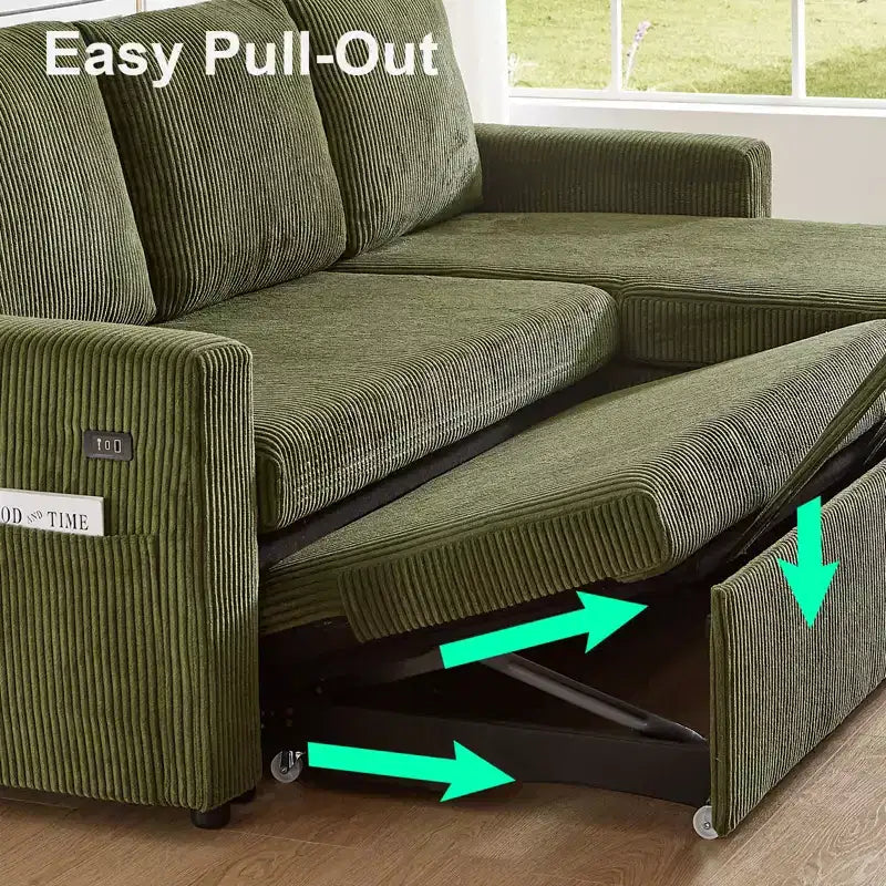 Divano Letto ad Angolo a L da 81" con Letto Estraibile e Chaise Longue Contenitore