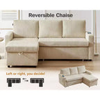 Divano Letto ad Angolo a L da 81" con Letto Estraibile e Chaise Longue Contenitore