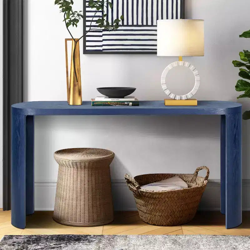 Okak 60IN Modern Entryway Table with Curved Legs, Long Console Table with Thick Tabletop, Accent Table for Living Room, Hallway