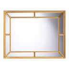 Specchio da Parete Rettangolare con Cornice Anticata in Foglia Oro