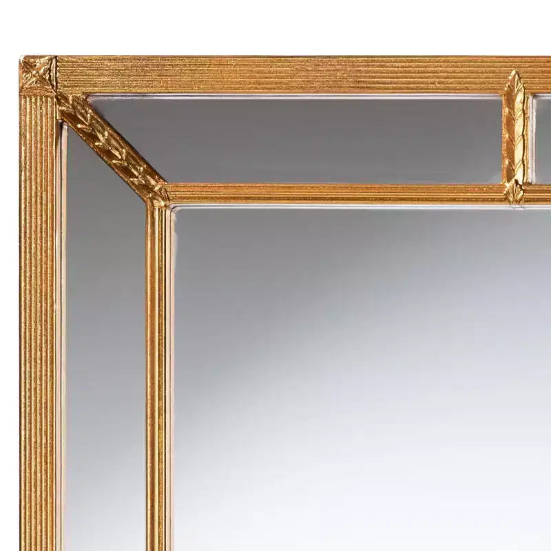 Specchio da Parete Rettangolare con Cornice Anticata in Foglia Oro