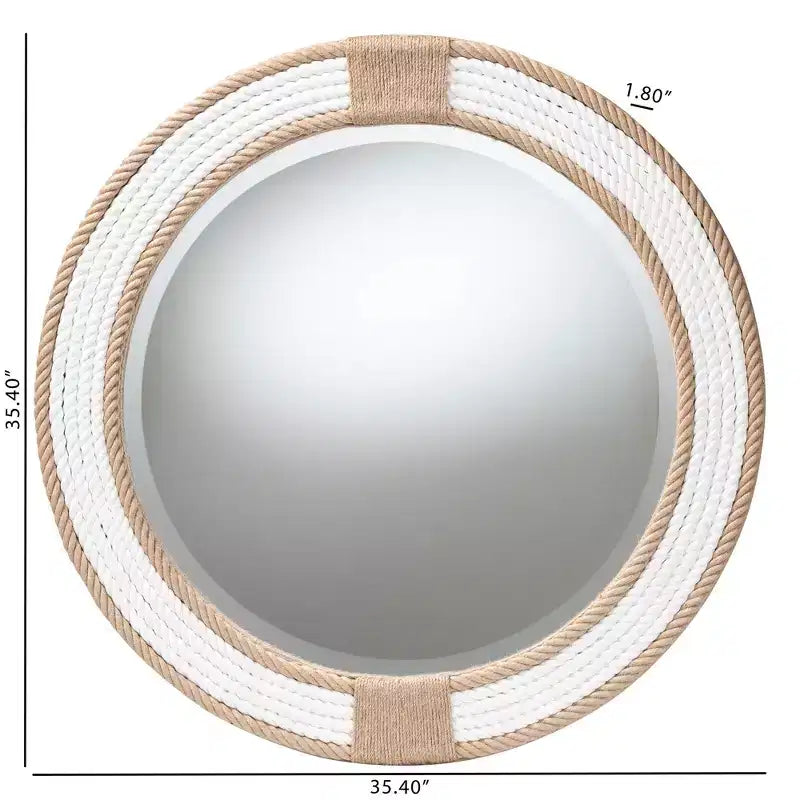 Specchio da Parete Rotondo in Corda Intrecciata
