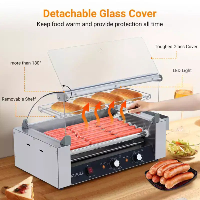 Griglia per Hot Dog a 11 rulli con Doppio Controllo della Temperatura
