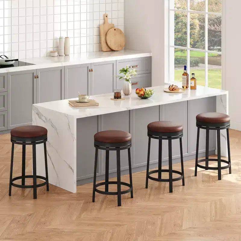 Sgabelli da bar senza schienale, altezza bancone, con cuscino in pelle PU