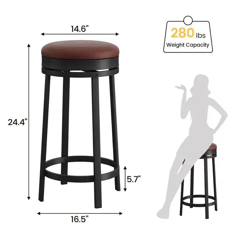 Sgabelli da bar senza schienale, altezza bancone, con cuscino in pelle PU