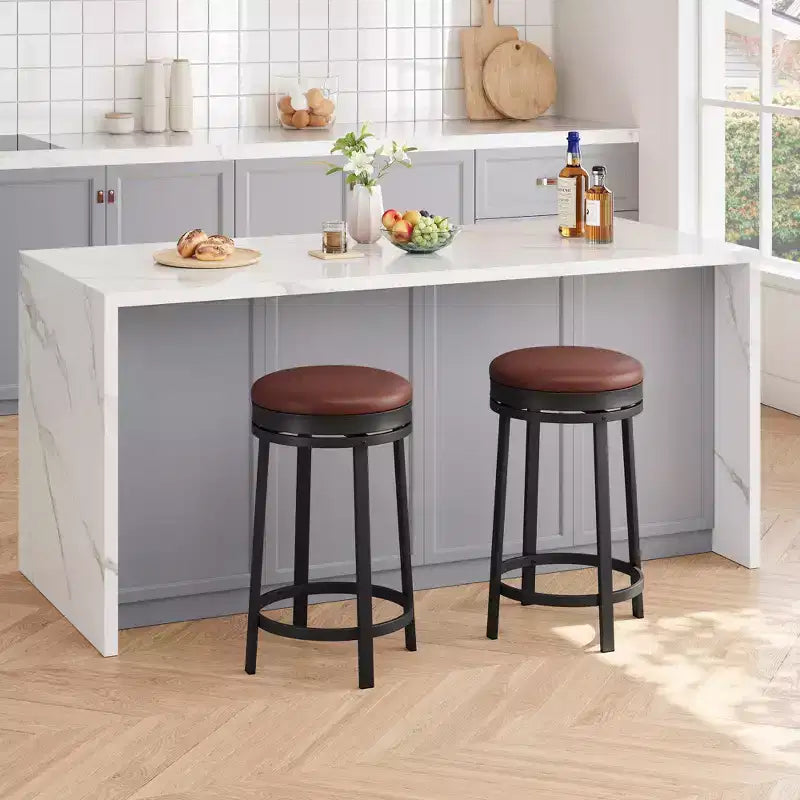 Sgabelli da bar senza schienale, altezza bancone, con cuscino in pelle PU