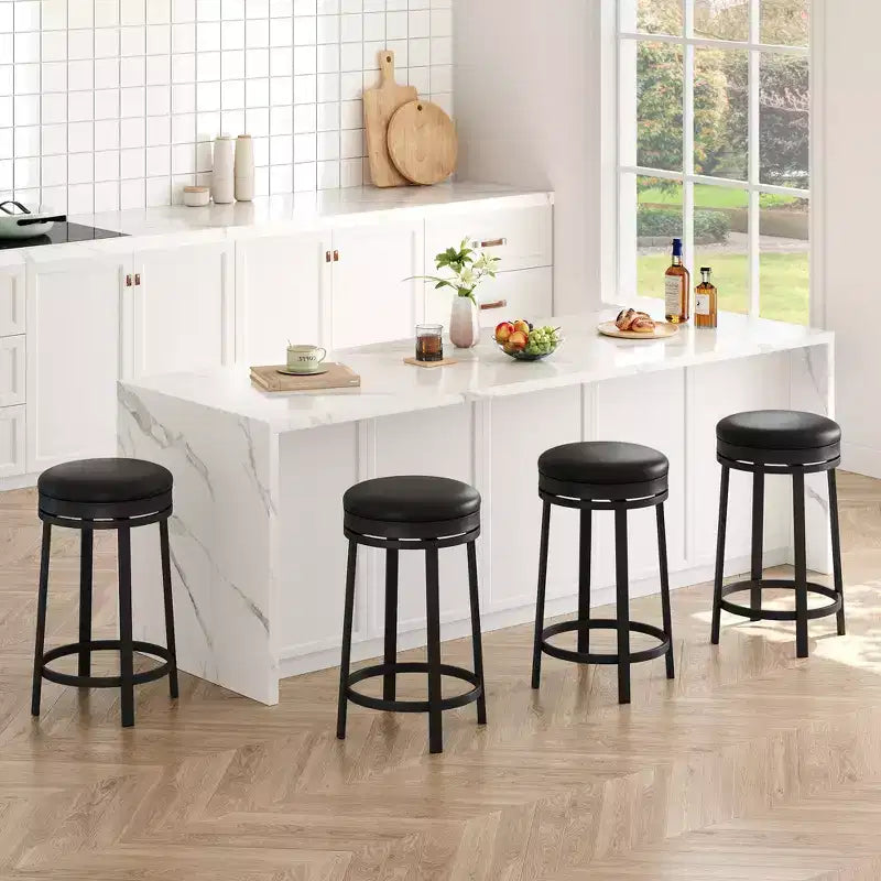 Sgabelli da bar senza schienale, altezza bancone, con cuscino in pelle PU
