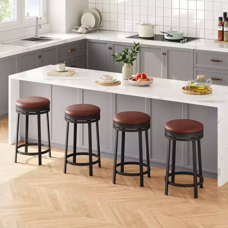 Sgabelli da bar senza schienale, altezza bancone, con cuscino in pelle PU