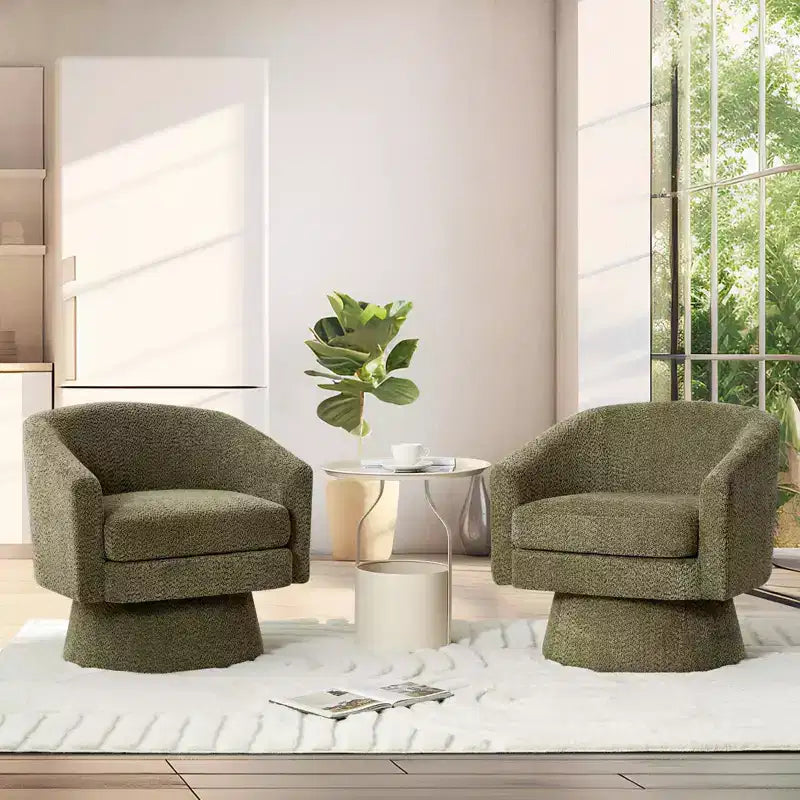 Poltrona girevole a 360° con rivestimento in ciniglia