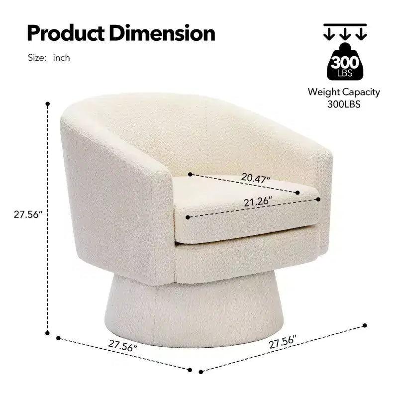 Poltrona girevole a 360° con rivestimento in ciniglia