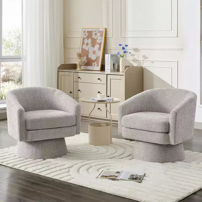 Poltrona girevole a 360° con rivestimento in ciniglia