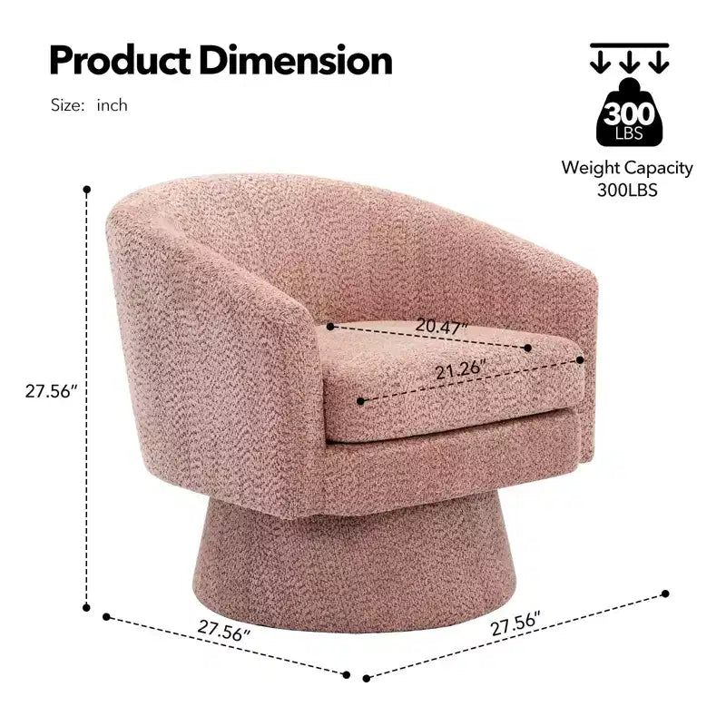 Poltrona girevole a 360° con rivestimento in ciniglia