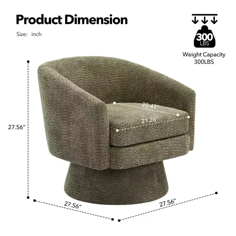 Poltrona girevole a 360° con rivestimento in ciniglia