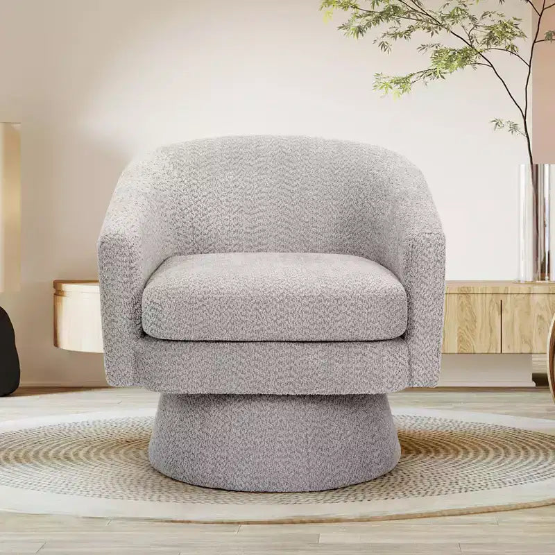 Poltrona girevole a 360° con rivestimento in ciniglia