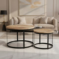 Coffee Table Brown and black Solid rough mango wood and iron