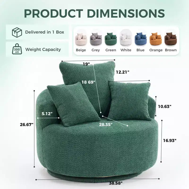 Poltrona girevole moderna con cuscini decorativi
