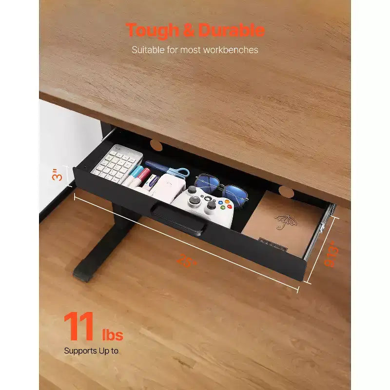 Cassetto scorrevole sottopiano con guide a cuscinetti a sfera, 22 pollici, acciaio, nero