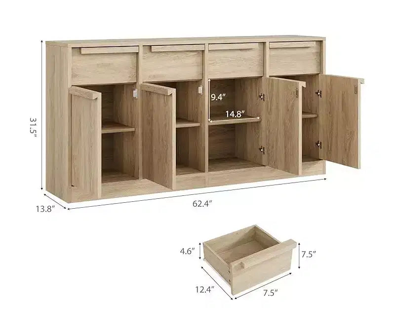 Mobile buffet credenza con cassetti – Contenitore a 2 o 4 cassetti per cucina e sala da pranzo