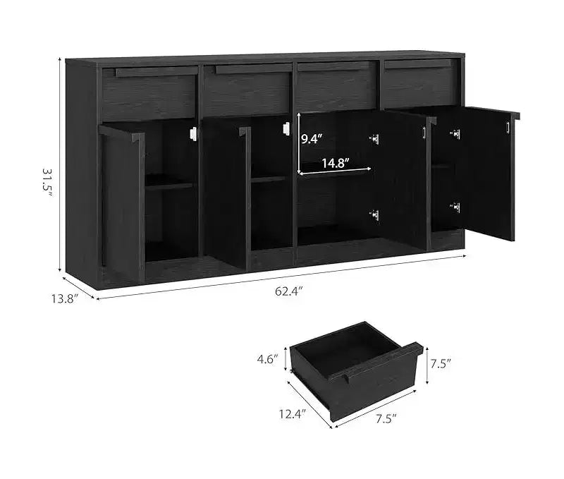Mobile buffet credenza con cassetti – Contenitore a 2 o 4 cassetti per cucina e sala da pranzo