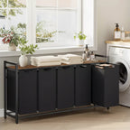 5-Bag Laundry Sorter Cart with Removable Washable Bags, 52.8 Gallon Capacity Rolling Hamper with Ventilated Shelf, Ink Black and Rustic Brown