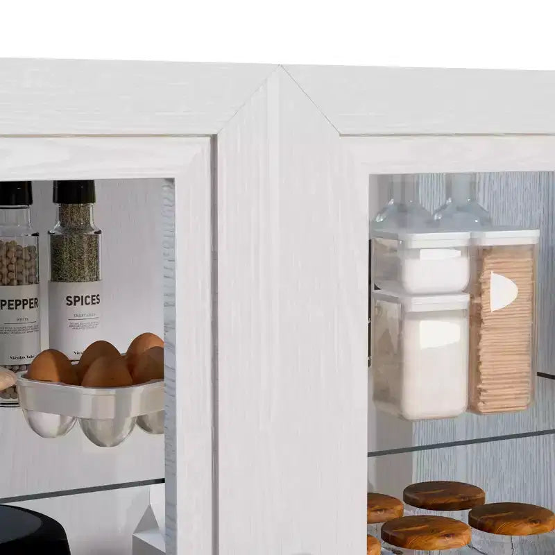 Armadietto in legno con 2 ante in vetro, altezza 91 cm