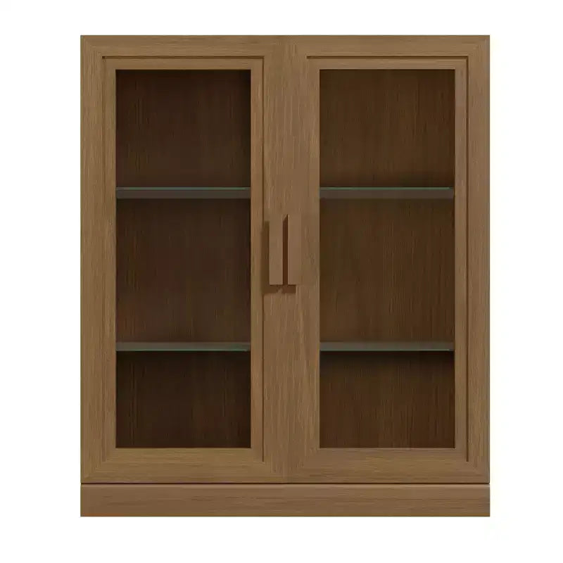 Armadietto in legno con 2 ante in vetro, altezza 91 cm