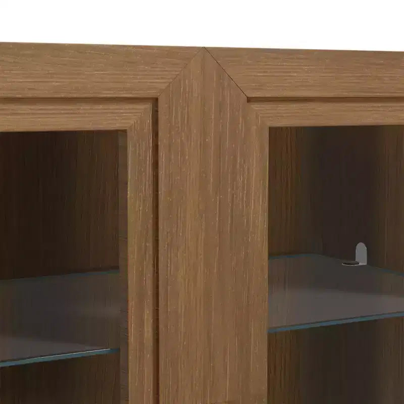 Armadietto in legno con 2 ante in vetro, altezza 91 cm