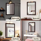 Specchio da bagno con cornice in legno e bordo smussato, 24x30 pollici