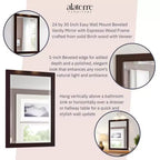 Specchio da bagno con cornice in legno e bordo smussato, 24x30 pollici