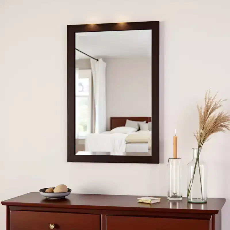 Specchio da bagno con cornice in legno e bordo smussato, 24x30 pollici