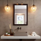 Specchio da bagno con cornice in legno e bordo smussato, 24x30 pollici