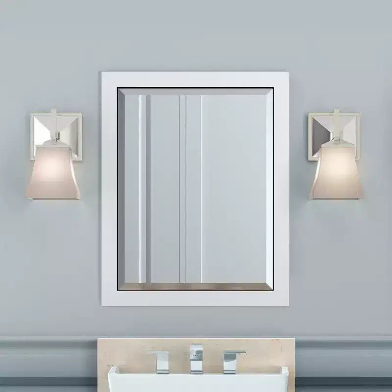 Specchio da bagno con cornice in legno e bordo smussato, 24x30 pollici