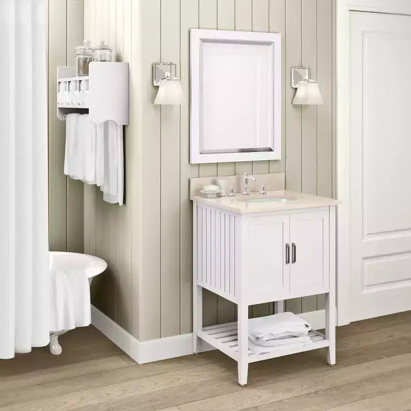Specchio da bagno con cornice in legno e bordo smussato, 24x30 pollici