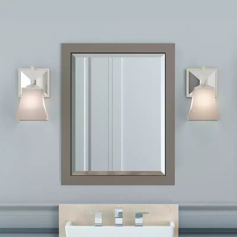 Specchio da bagno con cornice in legno e bordo smussato, 24x30 pollici