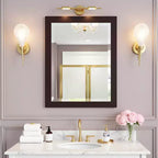 Specchio da bagno con cornice in legno e bordo smussato, 24x30 pollici
