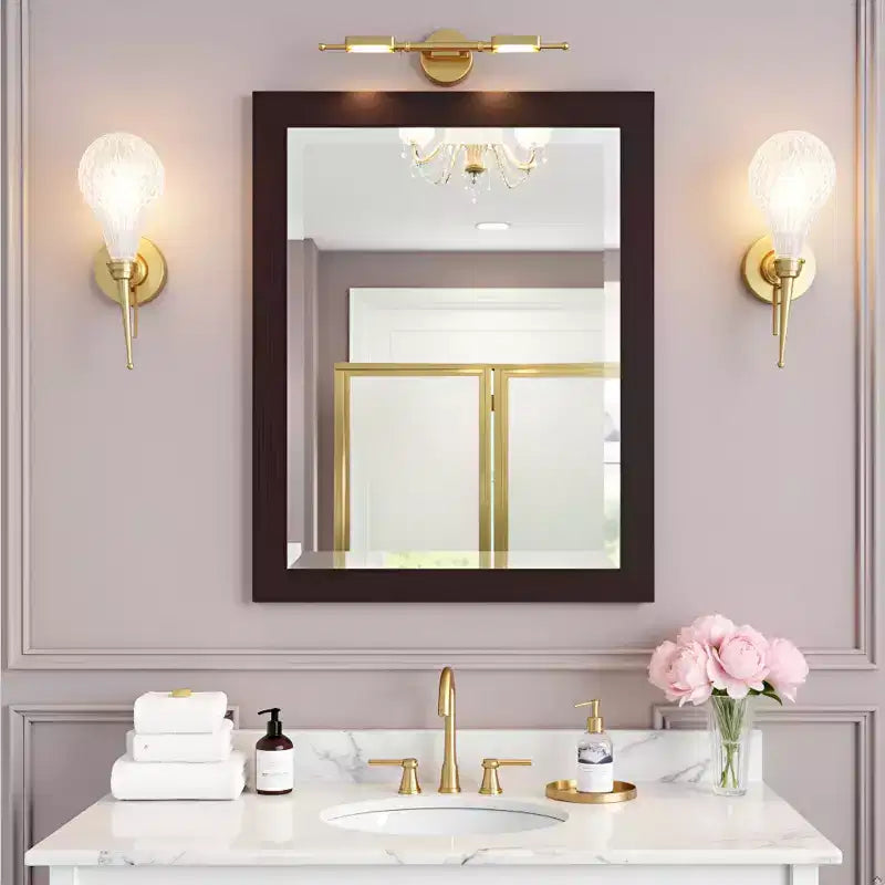 Specchio da bagno con cornice in legno e bordo smussato, 24x30 pollici
